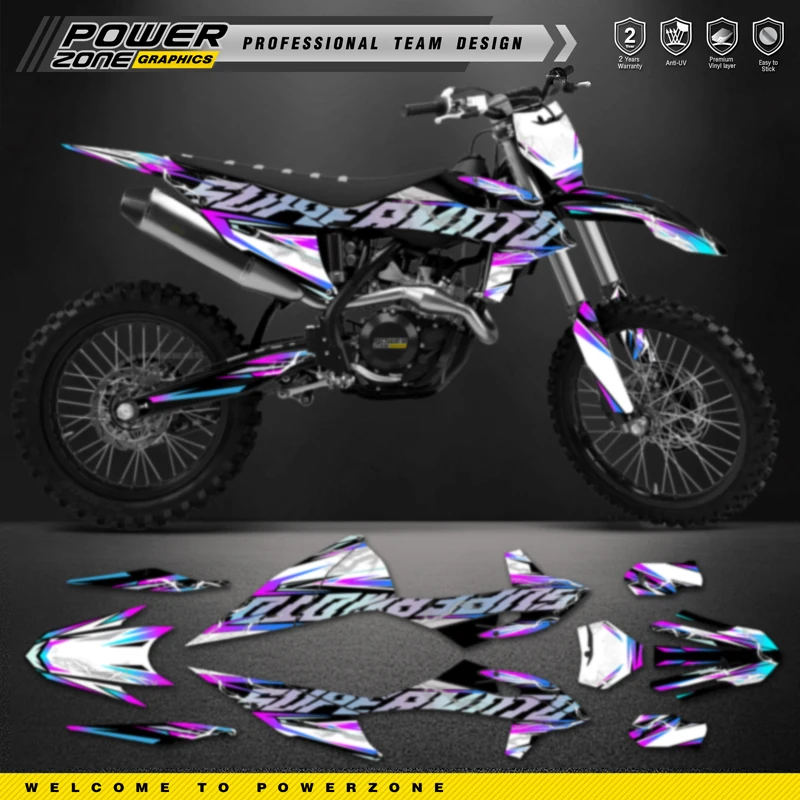 PowerZone Custom Team Graphics Backgrounds Decals Stickers Kit For KTM SX SXF MX 2019-2022 EXC XCW Enduro 20-23 125 to 500cc 172