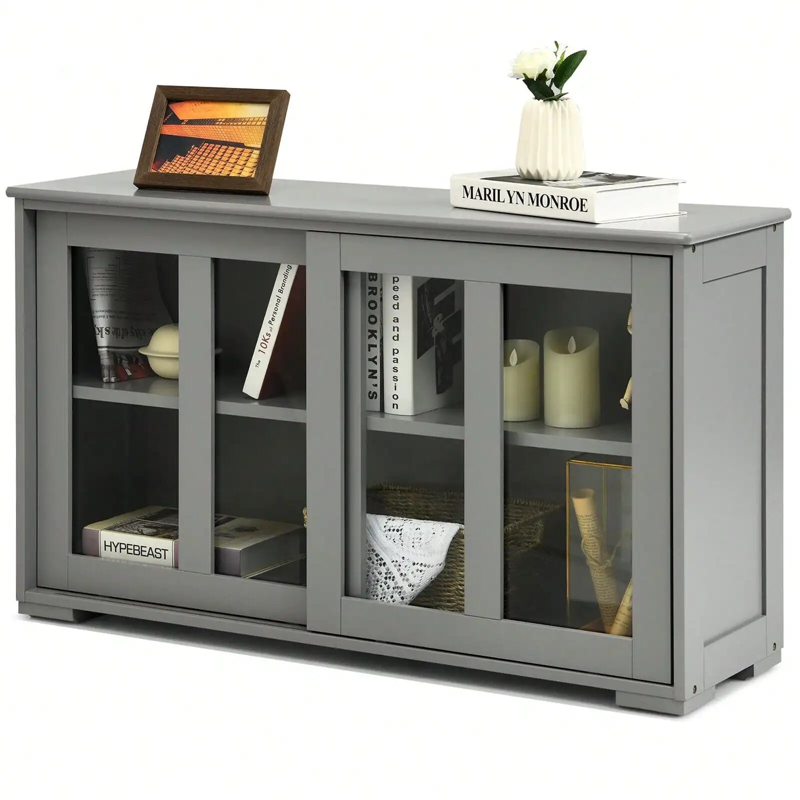 

Kitchen Storage Cabinet Sideboard Buffet Cupboard W/ Inside Shelf