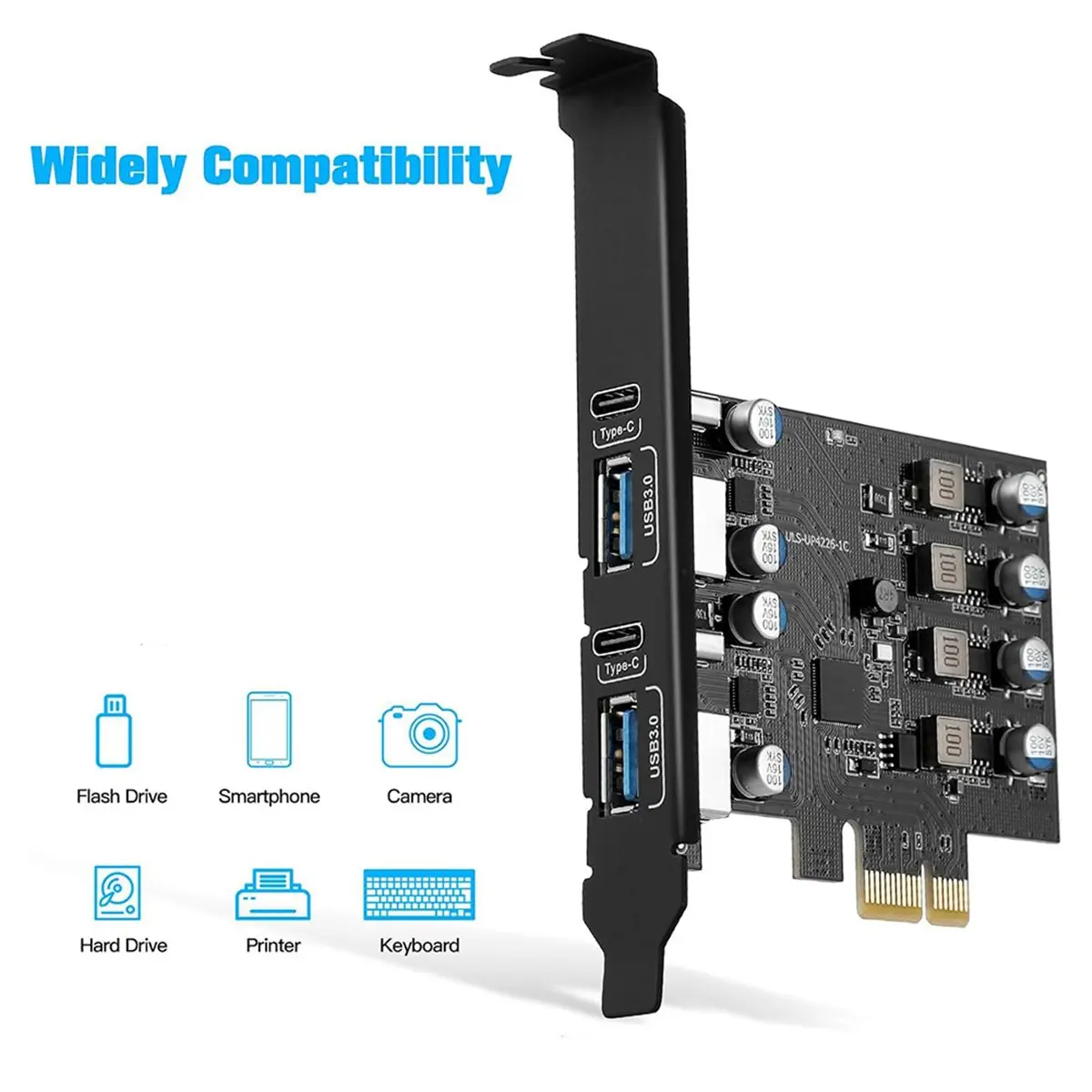 4 Ports USB PCIe Card, PCI Express to USB Expansion Card 2X Type A-2X USB C PCIe Expansion Card for Desktop PC Adapter