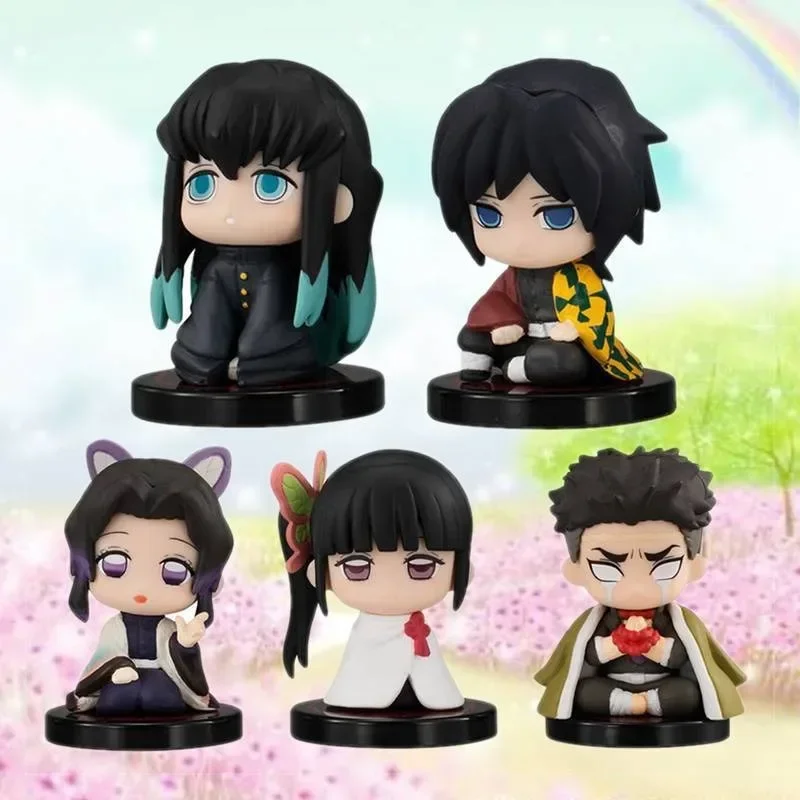 5pcs Anime Demon Slayer Figure Nezuko Tanjirou Zenitsu Inosuke Kyoujurou Giyuu Kawaii Qposket PVC Model Toys children Gift