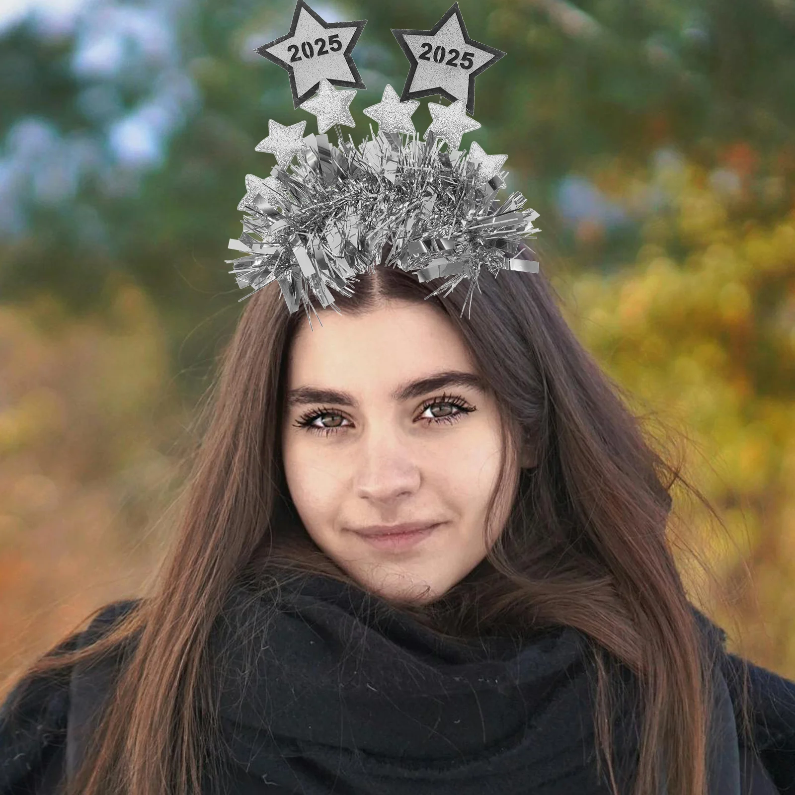 

2Pcs Star Shaped Hair Hoop New Year Party Headband Glitter Holiday Hair Ornament Photo Booth Props 2025 New Year Supplies