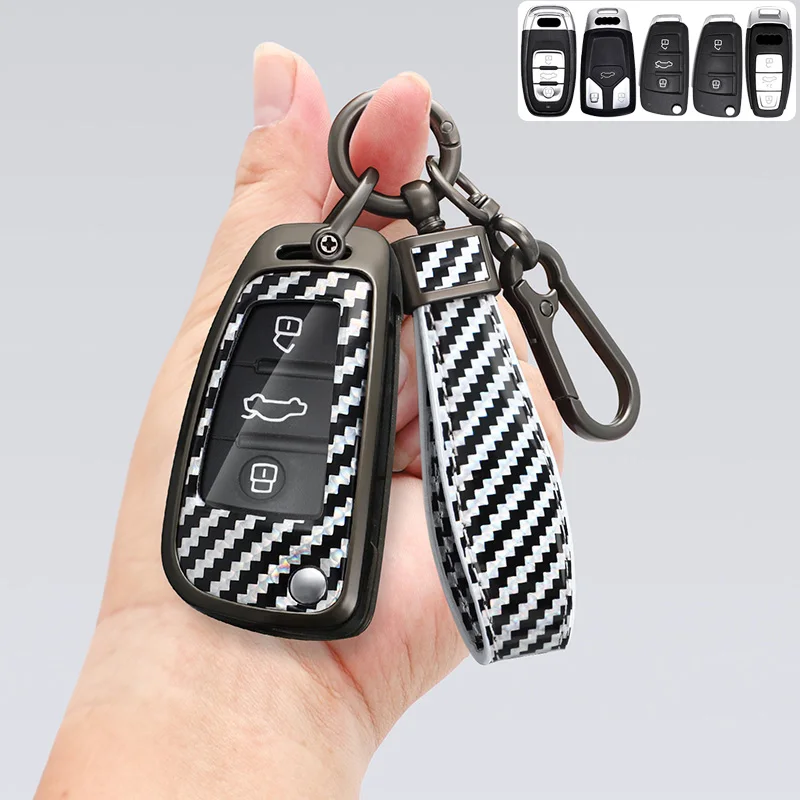 

Zinc Alloy + PU Leather Full Cover Car Key Case For Audi A3 A4 A5 A6 A7 Q3 Q5 Q7 Q8 C5 C6 B6 B8 TT 80 S5 S6 A6 C6 R8 Remote Bag