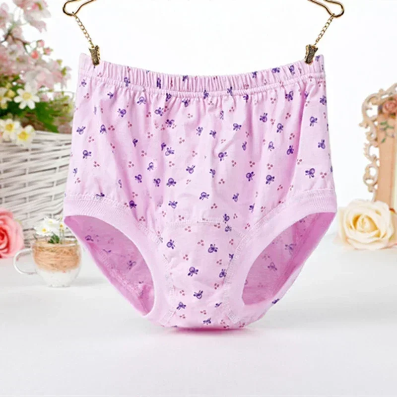 Xgnvpy Cotton Middle-aged and Elderly Underwear High Waist Large Size Women's Briefs Granny Loose Briefs Comfortable Underwear image 5