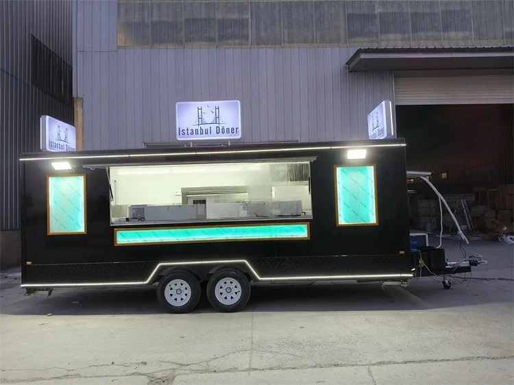 Customized Double Axle Large Food Truck Bbq Food Trailers Fully Equipped Street Mobile Food Cart For Sale In Germany