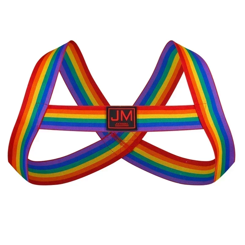 Rainbow Men Bondage Body Chest Harness Costume Male Elastic Strap Gay Lingerie Halter Neck Nightclub Hombre Hollow LGBT Clothing