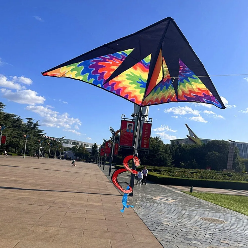 Easy To Fly Large Beach Delta Kites 1.22m Good Flying Children's Kite Spiral Tail with 100 Meter Kite String Outdoor Flying Toy