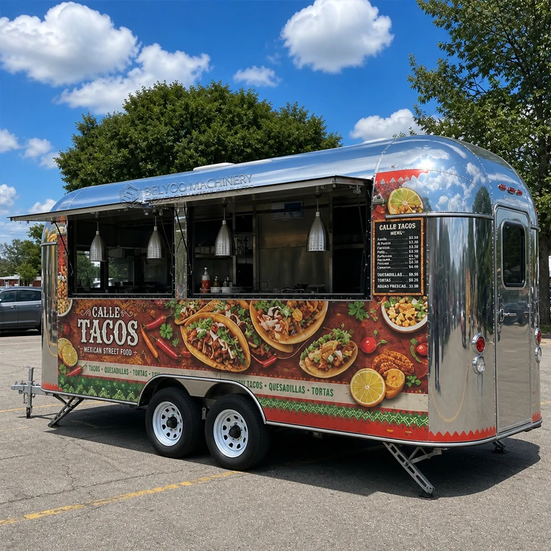 Stainless Trailer Custom Food Truck Mobile Kitchen Trailer for Street Food Business with Commercial Cooking Equipment