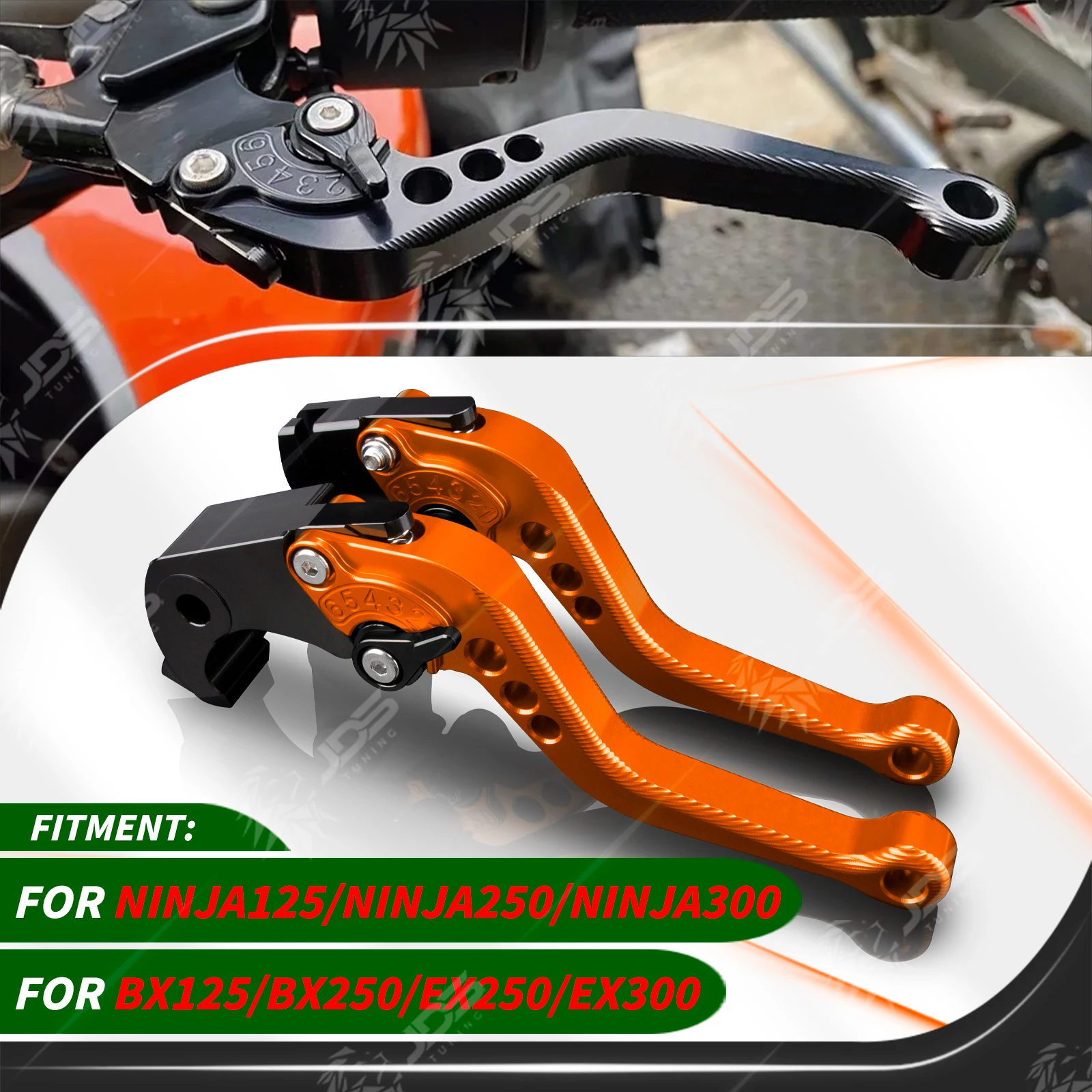 Для Kawasaki NINJA125/NINJA250/NINJA300/BX125/250/EX250/300 Спортивный комплект коротких регулируемых тормозных рычагов с тремя пальцами
