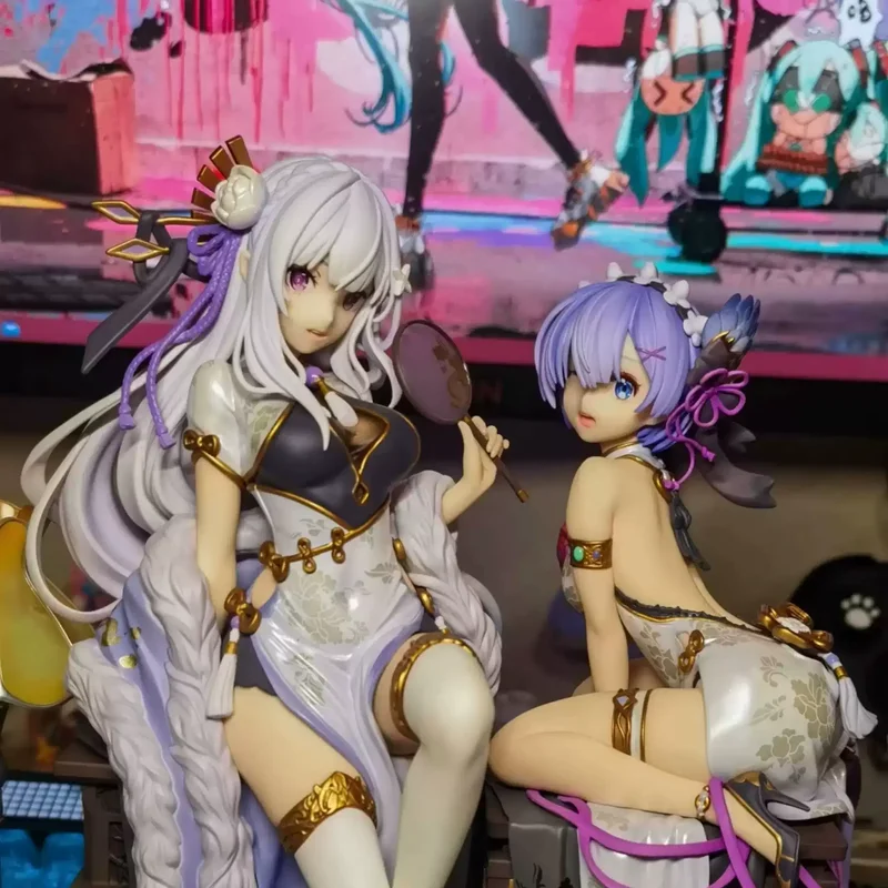 

Anime Figure Re:Life In A Different World From Zero Emilia And Rem Cheongsam Costume Sexy Girl Model Toy Collectible Gift
