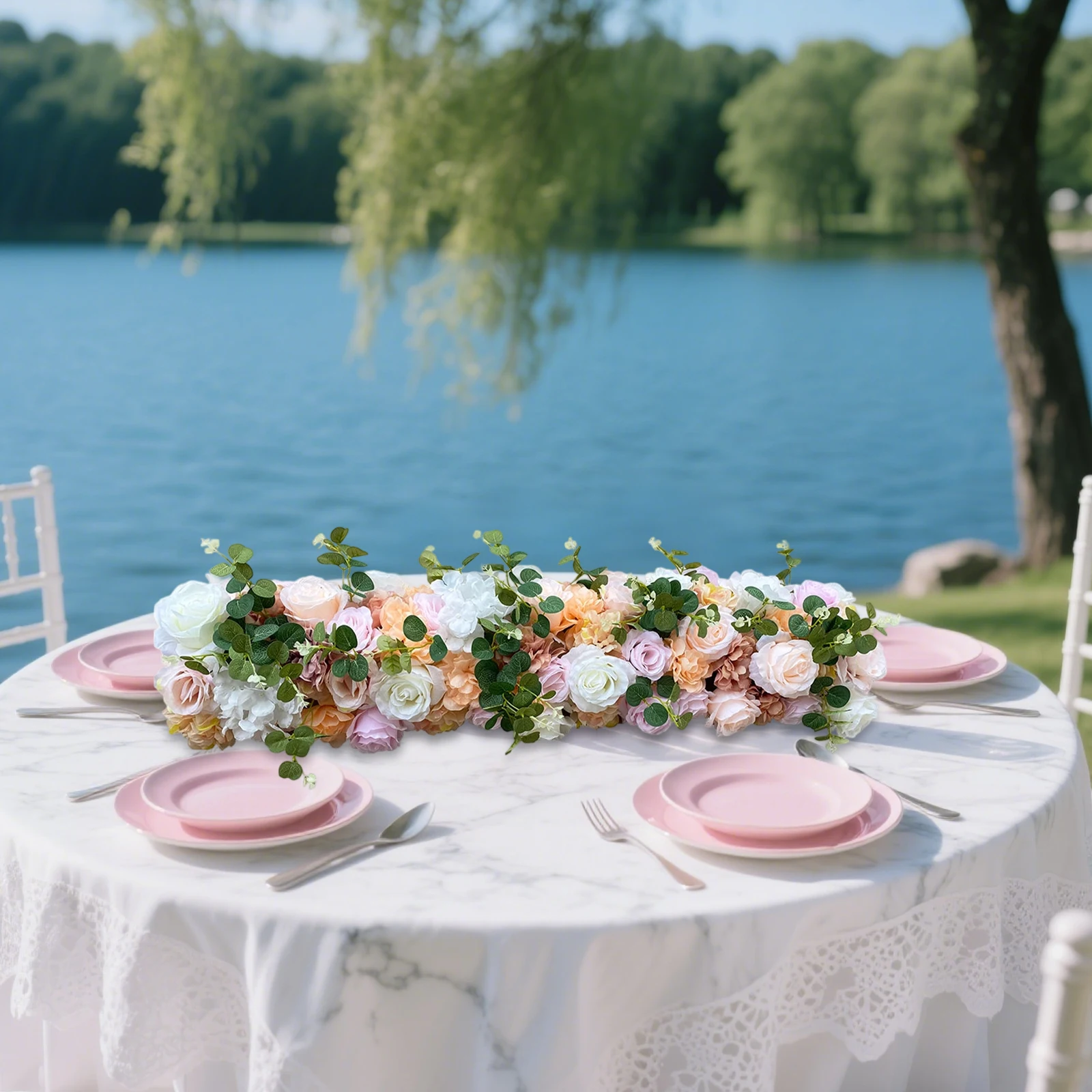 

1M Artificial Flower Garlands, Silk Faked Garland Wedding Party Home Wall Decor, Hanging Plants DIY Free Cutting&Combination