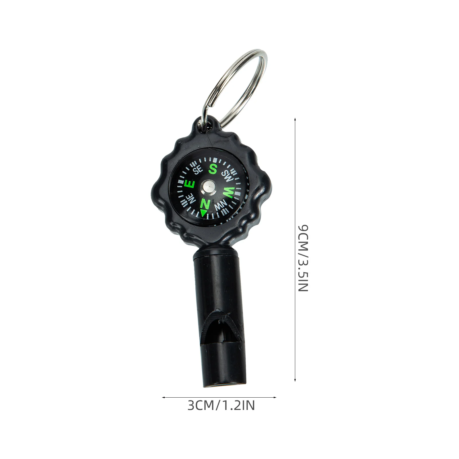 3Pcs Durable Keychain Compass Whistle Loud Clear Tone Multi-Function Survival Gear Outdoor Activity Gift Choice