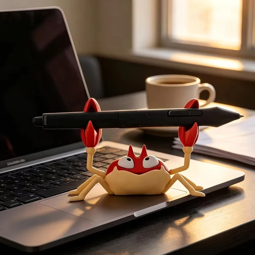 A New Creative Crab Pen Holder in the Shape of a Weightlifting Crab, a Gift Stationery Item That Can Be Used for Home Exhibitions, Parties, Store Windows, Offices, Tables, Etc., and Is Perfect for Offices, Homes, Parties, and Family Exhibitions, as Well as Party Gifts | Fun Design |