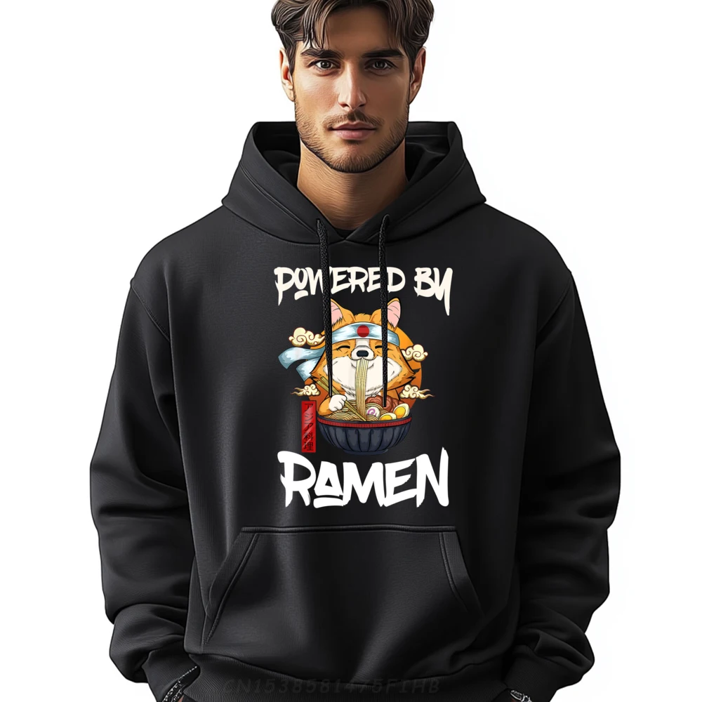 

Powered By Ramen Japanese Ramen Kawaii Corgi Dog Free Shippping Clothes Couples Skin-Friendly And Soft Men Clothing Vaporwave