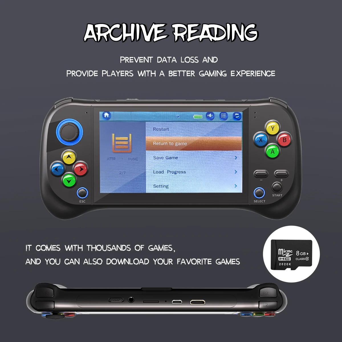 NX-50 Portable Retro Handheld Game Console 5.0-inch HD Large Screen Children's Gift