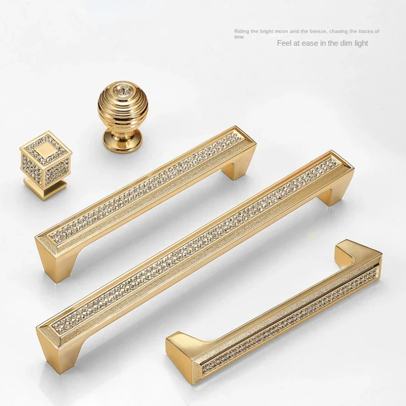 Luxury 24K Real Gold or Chrome Czech Crystal Drawer Cabinet Knobs Wardrobe Door Handle Furniture Knobs Pull Handles