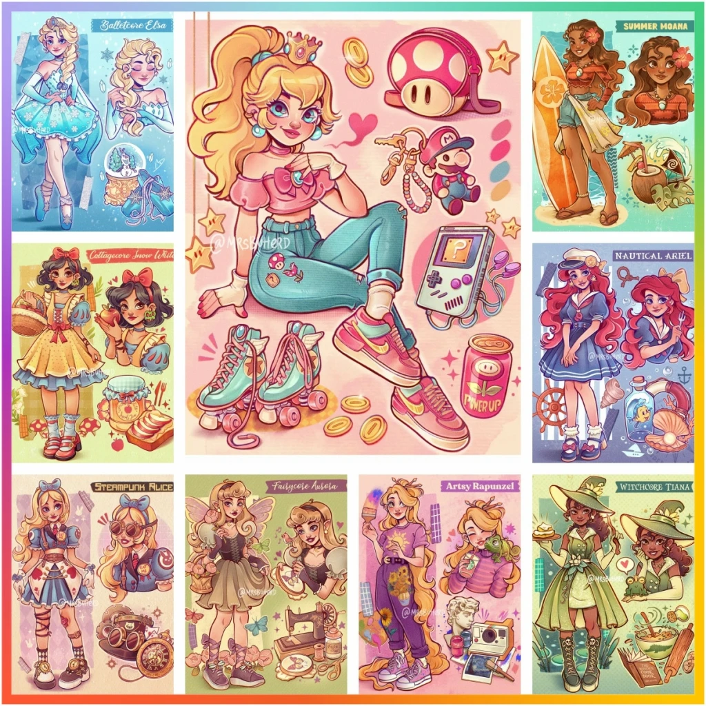 

Cute Princess Cartoon 5D DIY Art Diamond Painting Cross Stitch Drawing Pictures Crafts Mosaic Embroidery Room Decor New