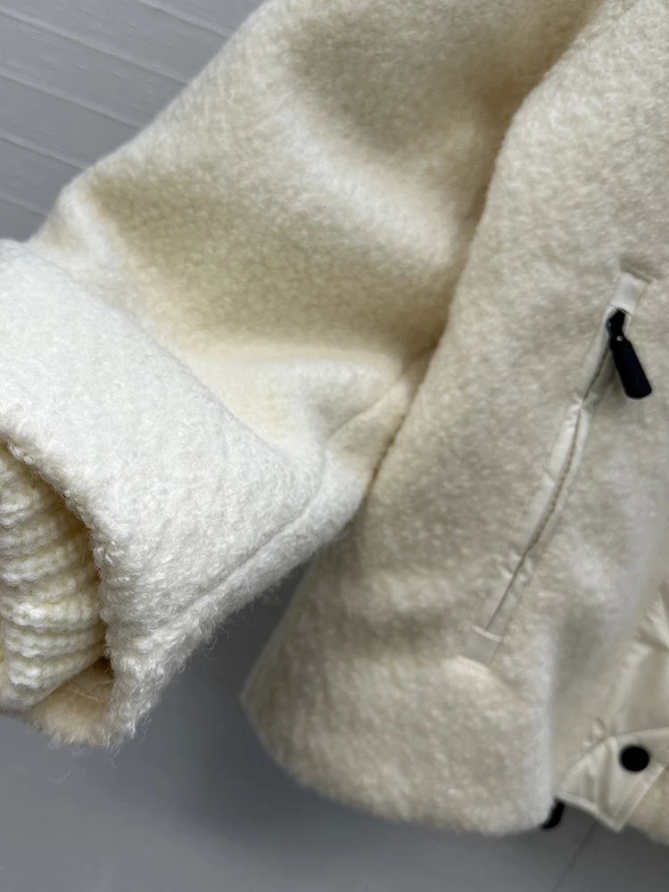 SVORYXIU خريف شتاء 2025 نمط جديد نمط الترفيه صف واحد مشبك الصوف أسفل سترة امرأة موضة الأبيض الدافئة أسفل سترة #5