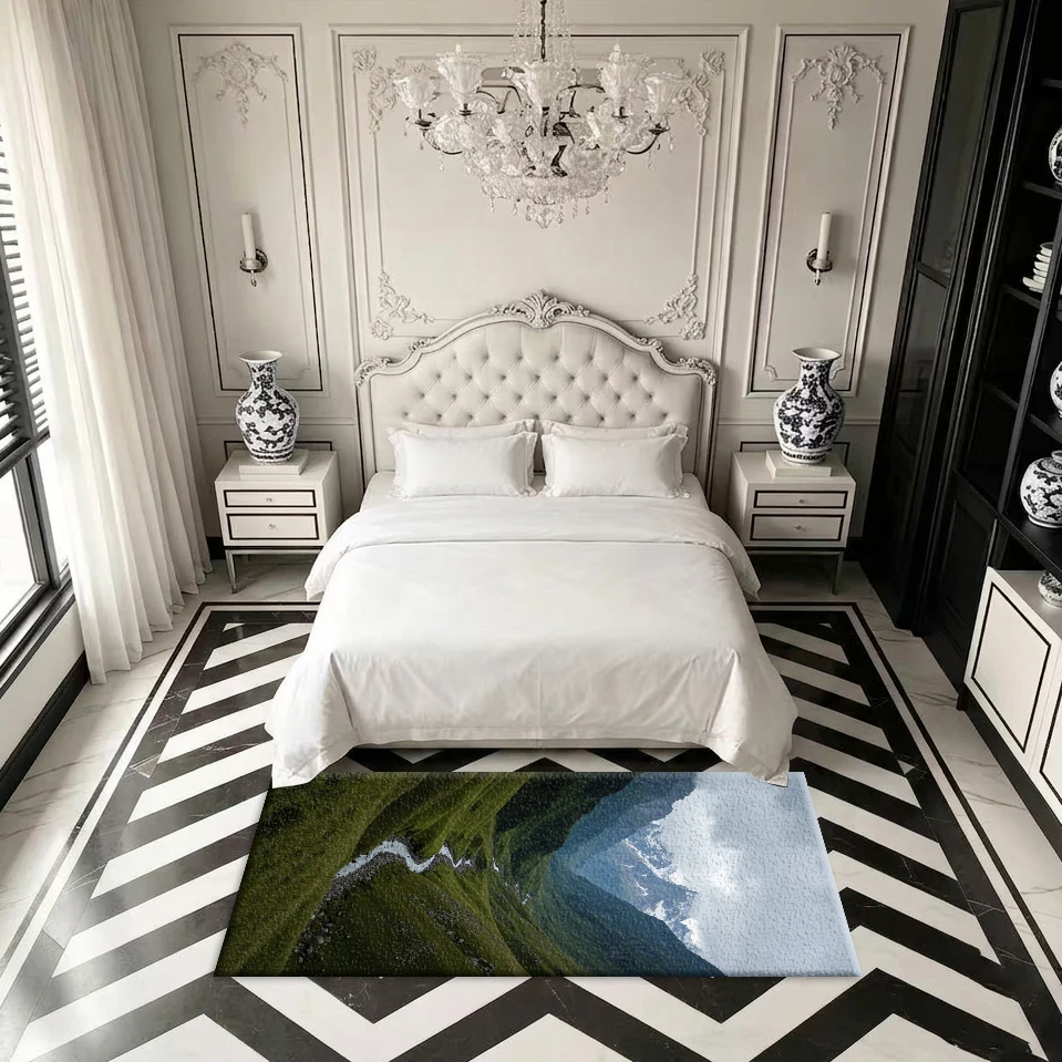 Mountain Valley River Scenery Mural Carpet Floor Natural Scenery Large Home Living Room Decoration Wallpaper