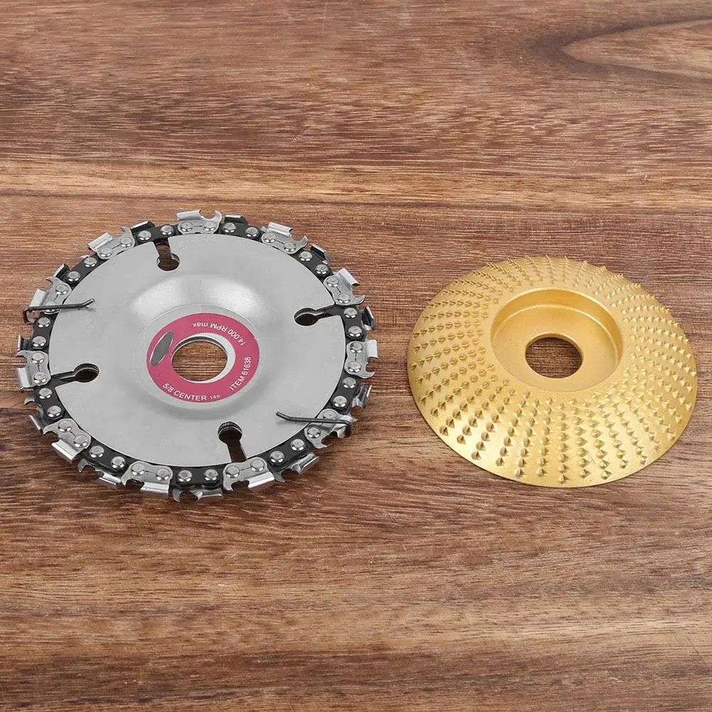Conjunto de disco de moagem dourado de disco de motosserra de 4 polegadas para escultura em madeira ferramenta de corte de moedor de ângulo