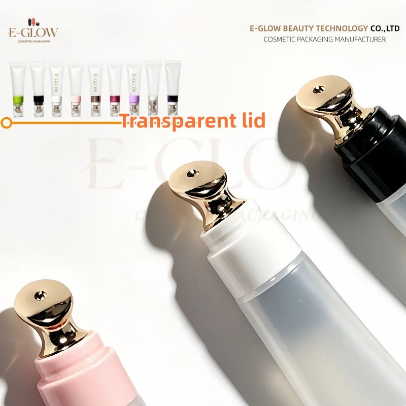 【Logo-Anpassung】50 Stück Maßgefertigte Transparente Deckel 10ml Roségold Gesichtsmassage-Kopf Weiche Leere Tube Kleinserien-Großhandel