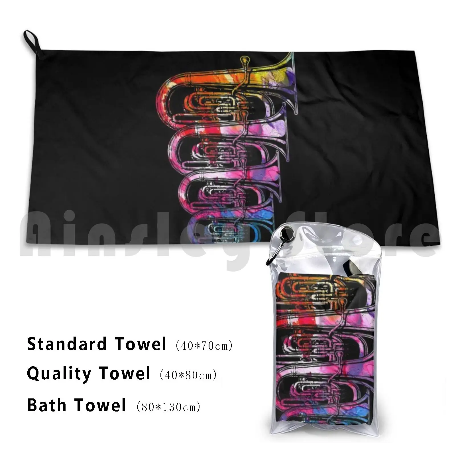 Tuba Gift Idea For Musician Beach Towel Quick Dry Quality Towel Tuba Trombone Marching Band Music Brass Musician