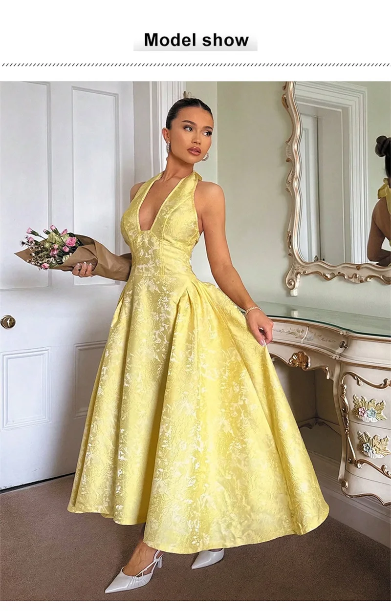 vintage-jacquard-prom-dress-halter-deep-v-neck-sleeveless-floral-a-line-party-gown-high-waist-midi-swing-elegant-evening-robe