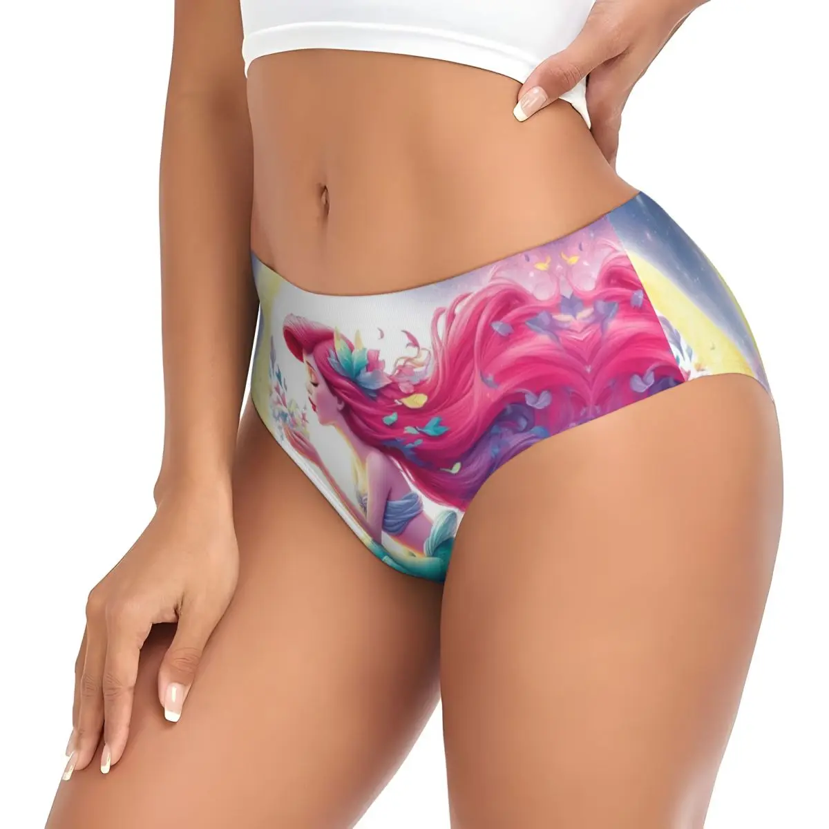Benutzerdefinierte Ariel Die kleine Meerjungfrau künstlerische kurze Höschen Damen Stretch Unterwäsche