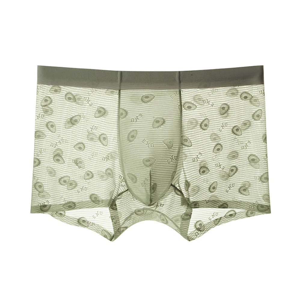

Men Breathable Briefs Ice Silk Boxer Shorts Underwear Jacquard Print Hot Hot Lingerie Femboy Bulge Pouch Trunks Men's Panties