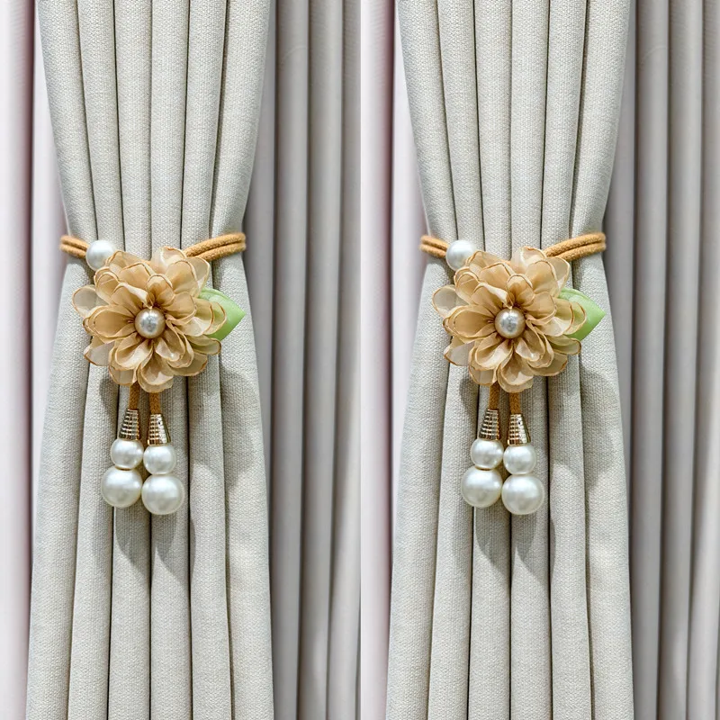 Novos Laços Criativos para Cortinas em Forma de Flor de Pérola Ajustáveis Modernos Minimalistas para Fixação e Pregueado de Cortinas Transparentes