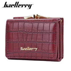 Baellerry-Portefeuille court pour femme, porte-cartes de marque, poche à monnaie simple, sac à main féminin, motif crocodile, haute qualité, nouveau