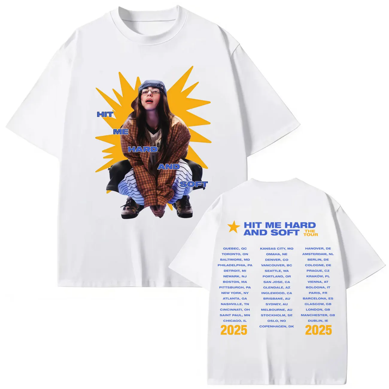ضربني جولة الصلبة والناعمة 2024-2025 تي شيرت الرجال النساء موضة الهيب هوب تي شيرت القطن فضفاض مريح قصيرة الأكمام تي شيرت المشجعين هدية