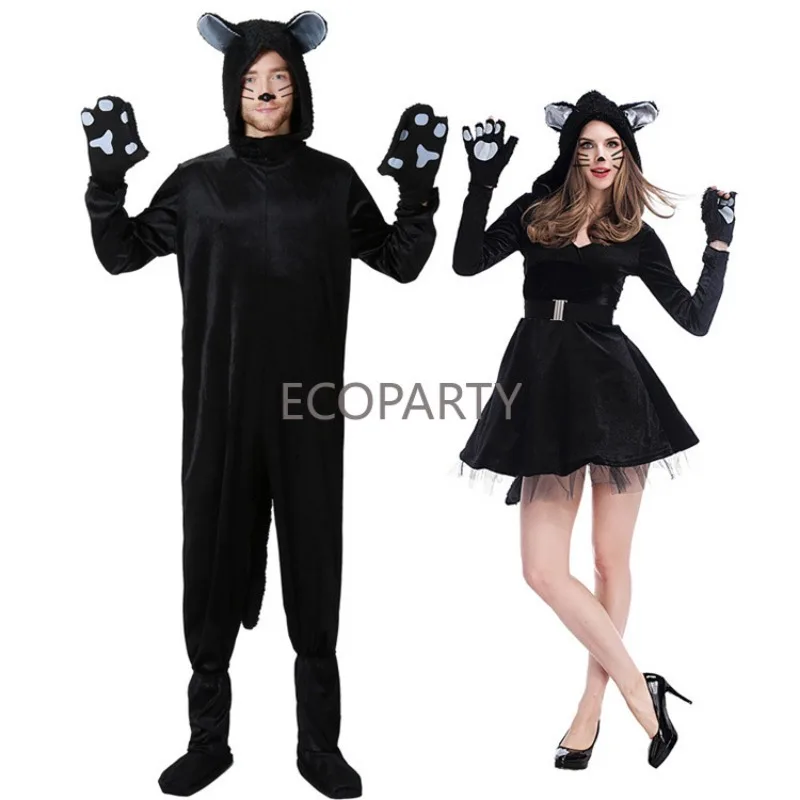 Costume Cosplay Chat Noir pour Adultes, Onesie Animal, Convient pour la ixd'Halloween, Spectacle sur Scène, Combinaisons, Costumes, Accessoires Imbibés, Femmes, Hommes