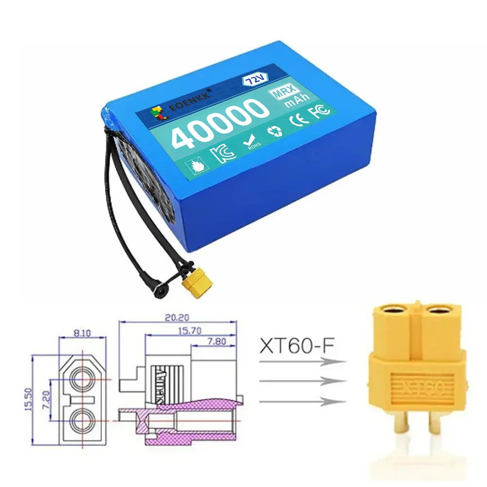 Brand-new 72V 3000W High Power BatteryPack+BMS 20S4P 40Ah 21700 Lithium Battery Pack Free 84V charger Durable and long-lasting