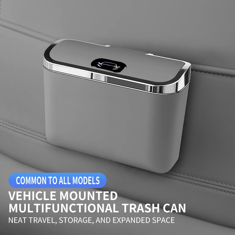 Luxury Electroplated Edge Car Trash Can with Lid Universal Interior Storage Bin for Vehicle Enhances Car Interior Grade - view 3