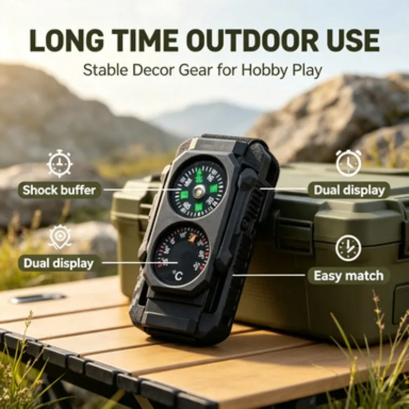 Visible Reading Window Nylon Compass Thermometer Decor Base Fit Long Gun Collect Hobby Ornament Parts