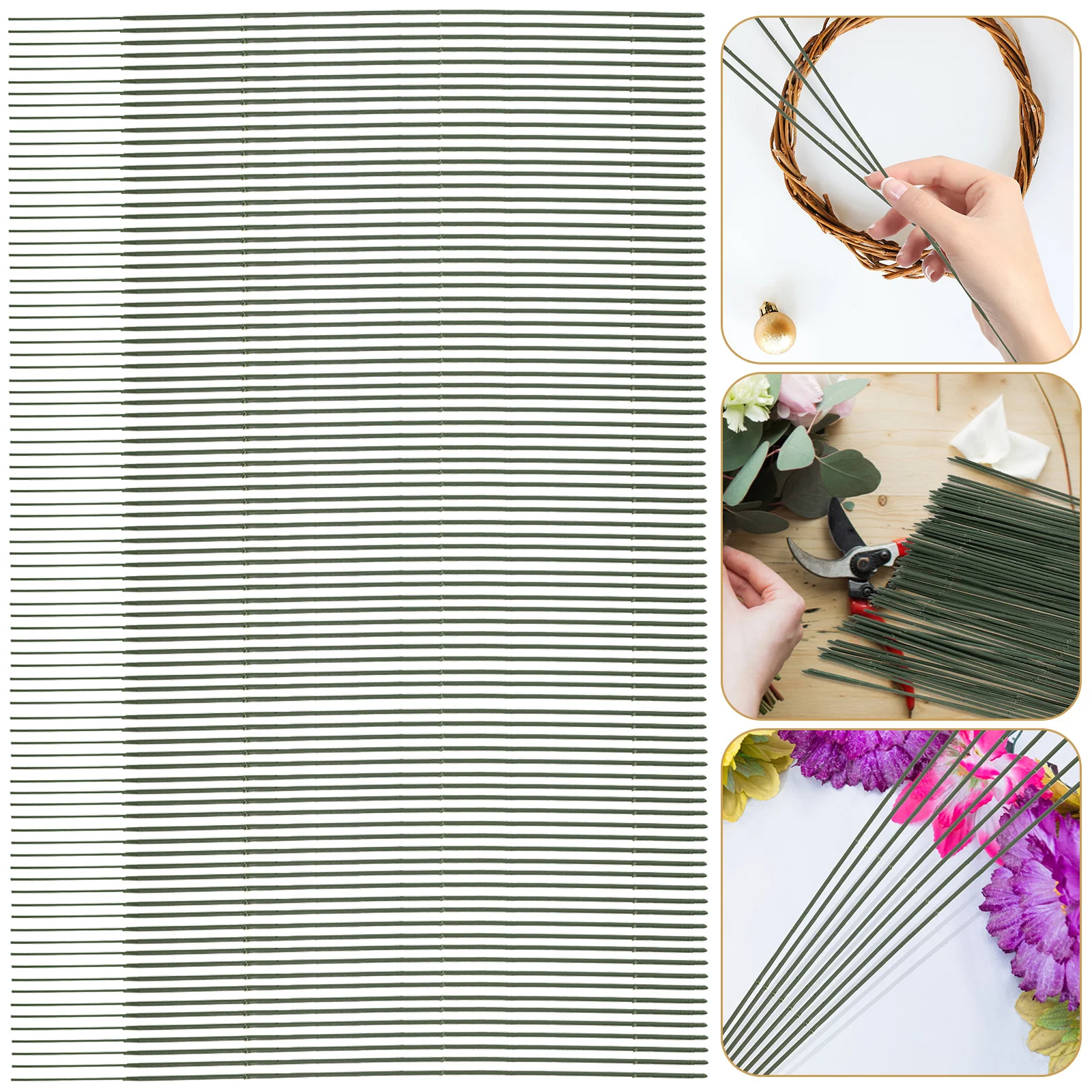 

100Pcs Green Floral Rods Multi-Use Flower Stem Support for Wedding Bouquet Artificial Flower Branches DIY Decoration