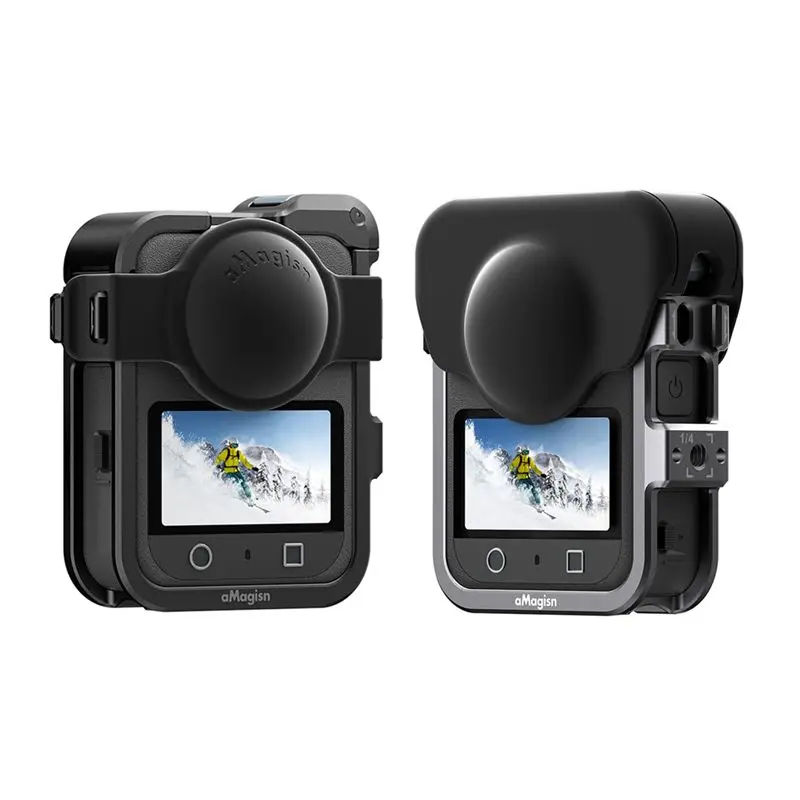 AMAGISN Metal Cage Frame With Lens Cover For DJI OSMO 360 Quick Release Full Protective Frame Cold Shoe Mount