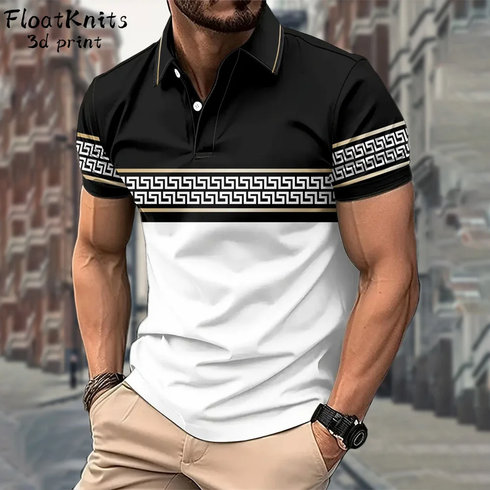 

Striped Men's Clothing Summer Minimalist Graphic T Shirts Lapel Business Polo Shirts for Men Casual Man Clothes Short Sleeve Tee