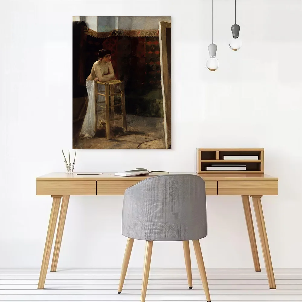 Painting of a Woman in Studio Canvas Wall Arts Poster Customizable Pictures Printing for Room Modern Home Decoration Ornaments