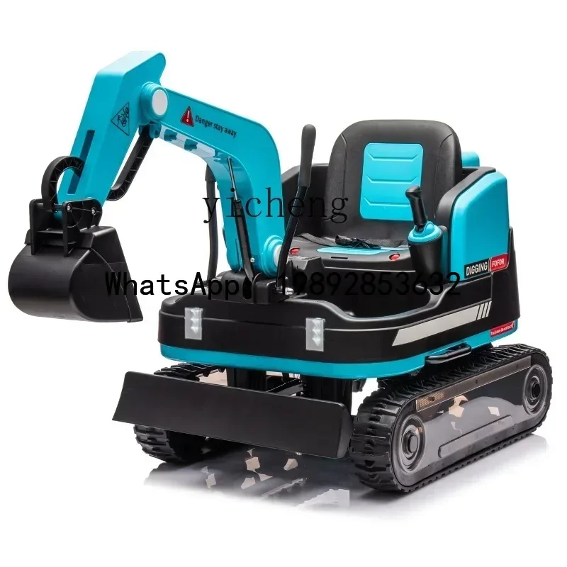 AB Children's Electric Car Excavator Can  Rotating Crawler Push Digging Hook Machine Toy Engineering Vehicle