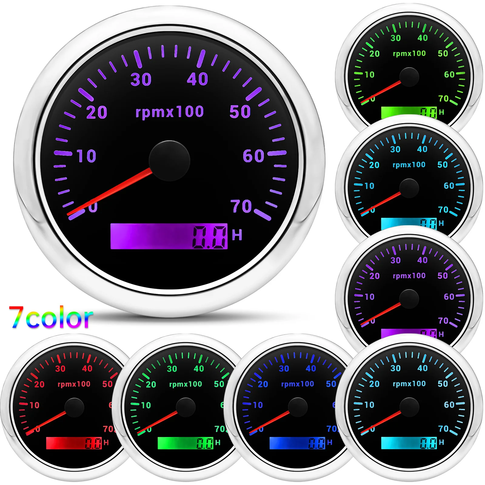 

Тахометр AD 7K 85 мм, тахометр с ЖК-дисплеем и подсветкой, 7 цветов