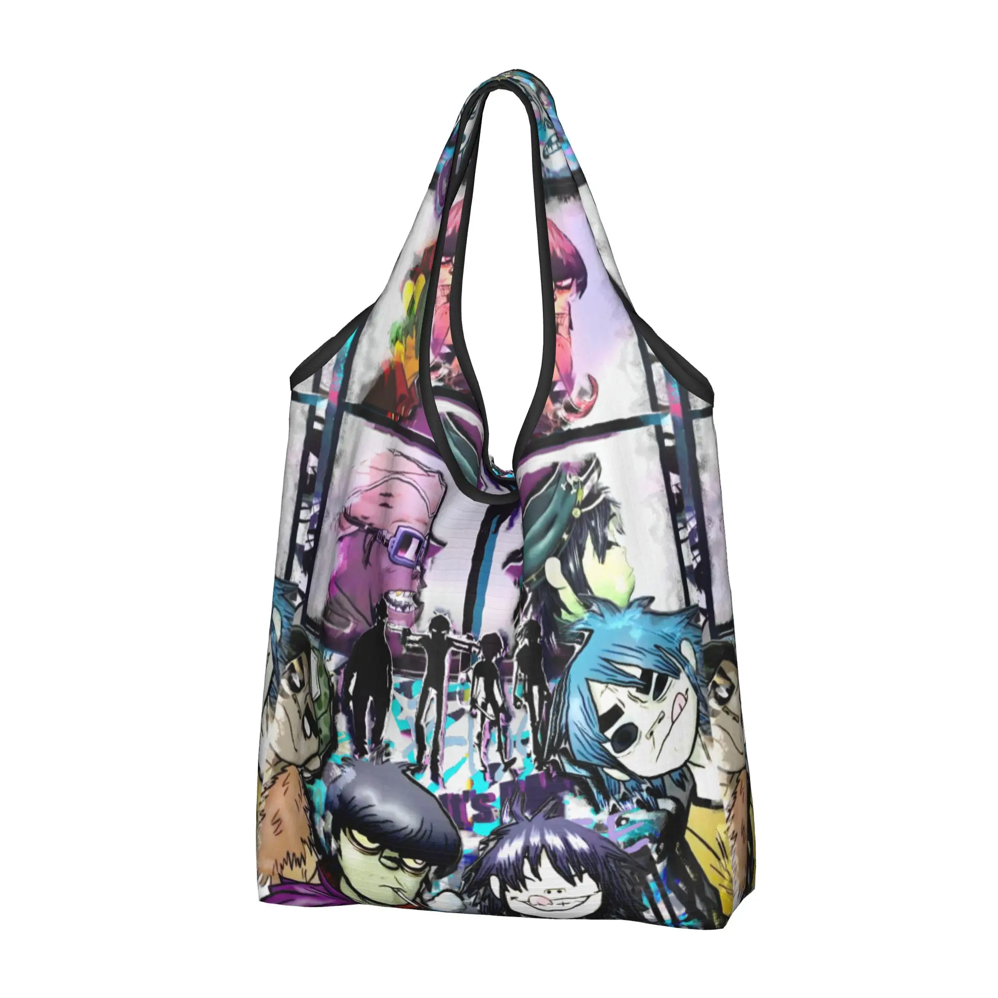 Custom G-Gorillazes Anime Comics  Shopping Bags Women Portable Large Capacity Groceries Heavy Metal Tote Shopper Bags