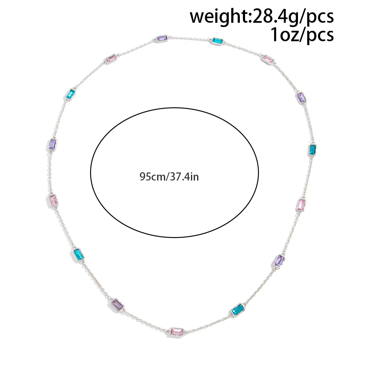 Vintage Colored Acrylic Square Inlaid Brick Woven Long Necklace 2026 Creative Sweet Metal Girl Fashion Sweater Jewelry