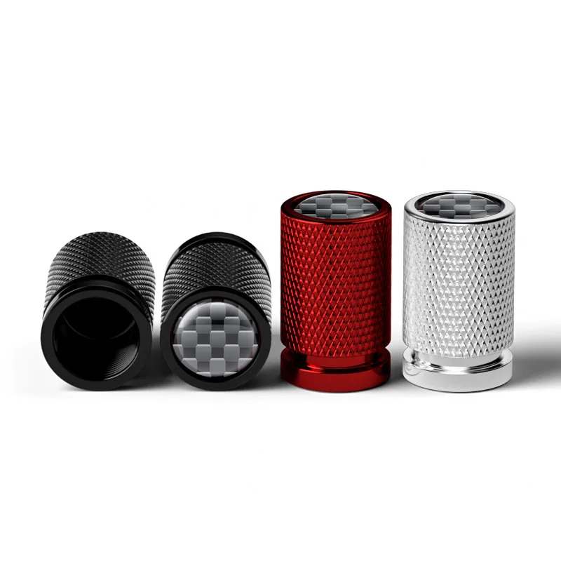 4PCS Carbon Fibre Pattern Valve Stem Caps Metal Car Air Stem Cap Cars SUV Trucks Bikes Motorcycles Bicycles Universal For Cars