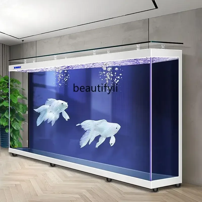 

Super large goldfish tank living room home back filter against the wall intelligent water-free floor aquariumAA