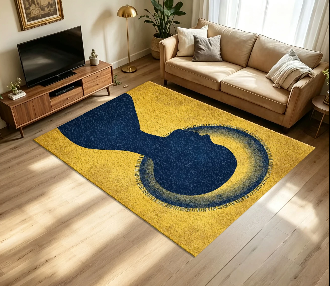 Abstract Figure Silhouette Art Carpet Flooring Retro Texture Printed Floor Rug for Household Indoor Room Wall Decor