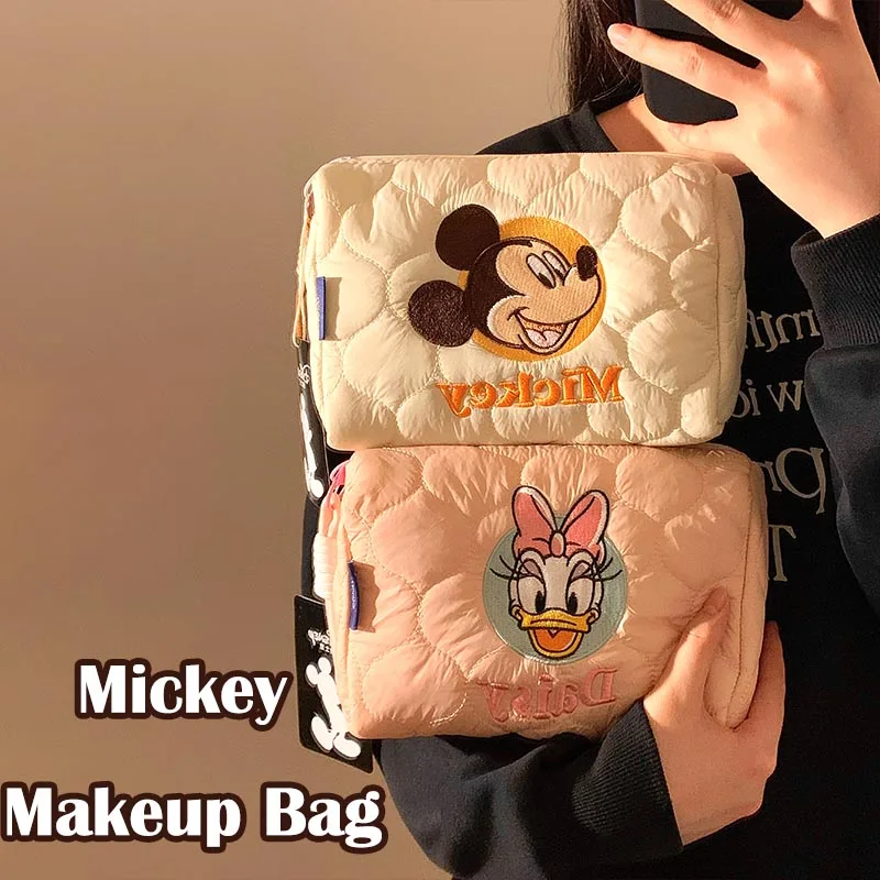 Borsa per il trucco di Topolino Organizzatore da toilette portatile di grande capacità per le donne Custodia per cosmetici Minnie Custodia da viaggio Borsa per il lavaggio