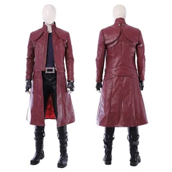 DMC 5 Dante 코스튬 남성용 할로윈 게임 코스프레 의상, 디럭스 배틀 세트 가죽 재킷 바지 풀 세트, 모든 사이즈 수제