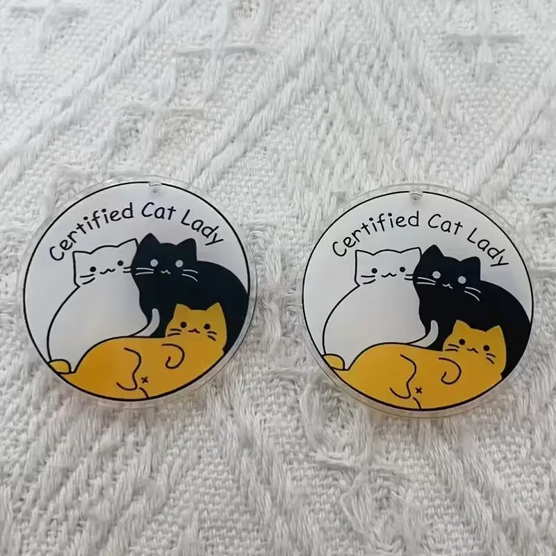 10pcs acrylic cute cat pendant, DIY jewelry making earrings necklace keychain accessories view 3