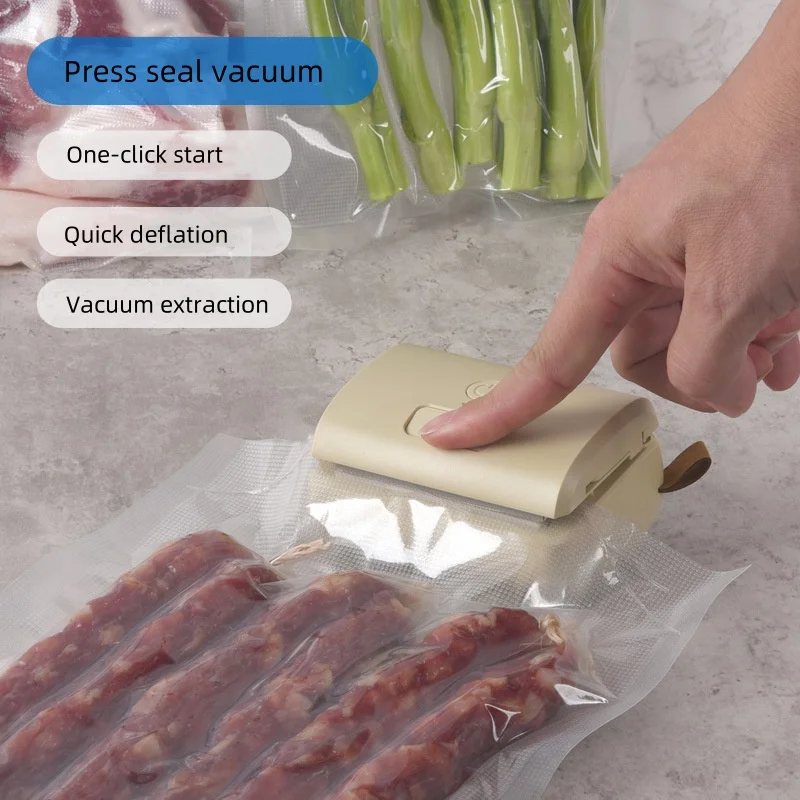 Mini Household Vacuum Sealer Rechargeable Food Compression Sealer Handheld Sealer with Cutter for Potato Chips Bags Plastic Bags